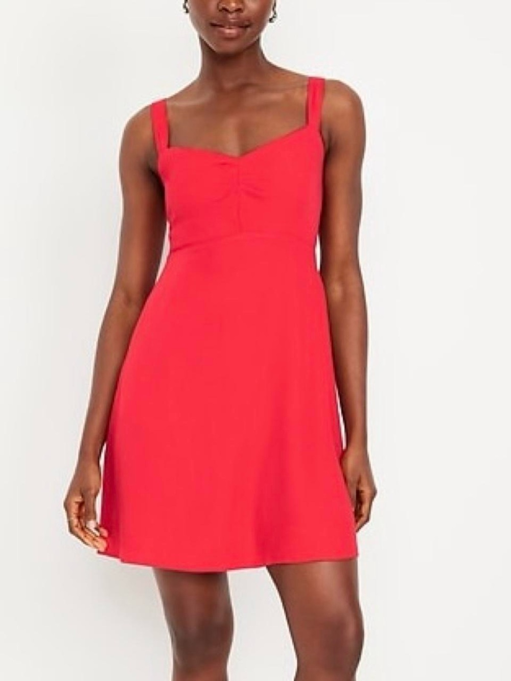 Old Navy Red Mini Dress – Ruched Bust Sweetheart Sundress, Size M.